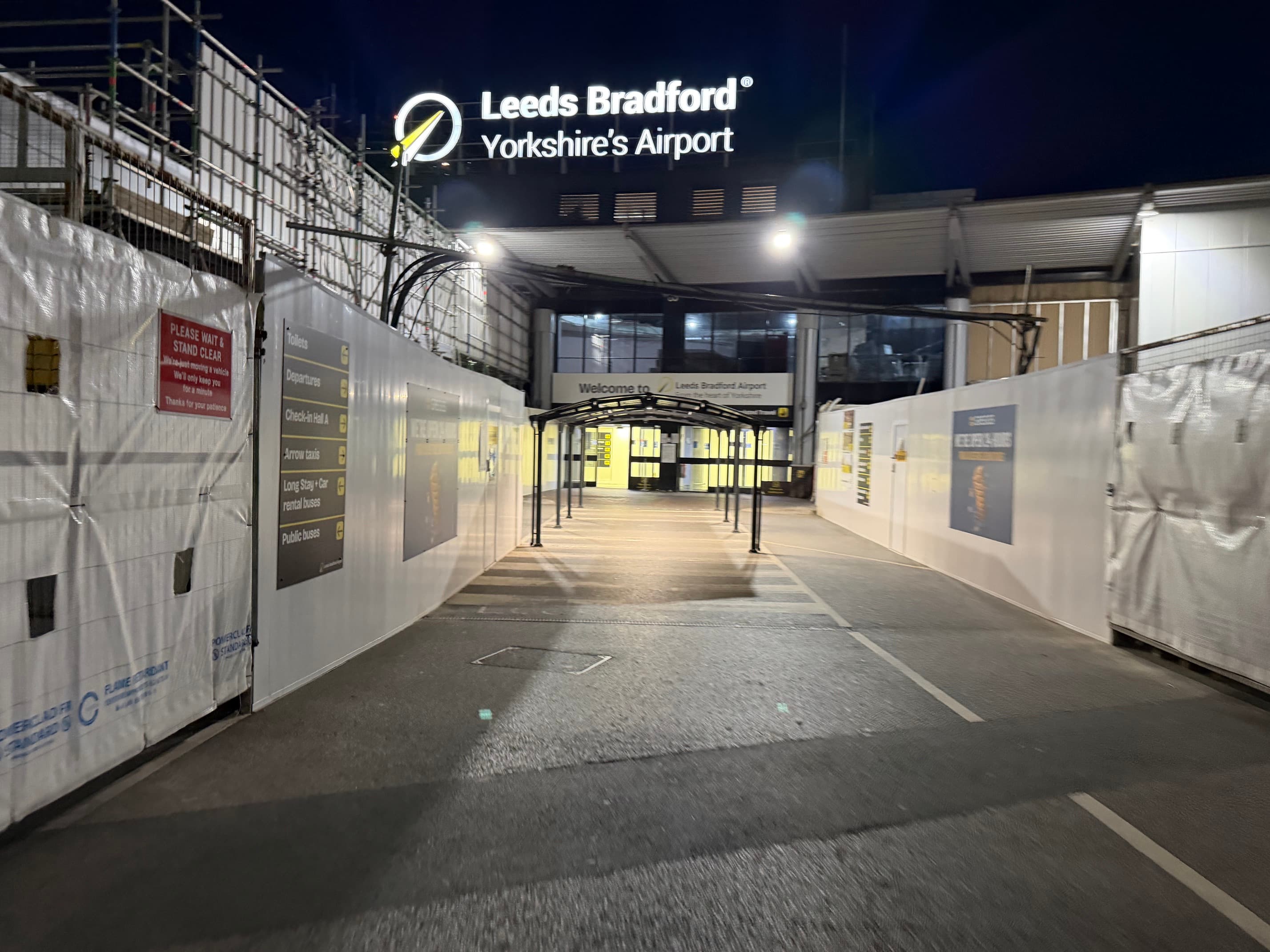 Main public entrance to Leeds Bradford Airport terminal
